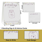 Parenting Tip Jar Baby Shower Game Cards, 1 Standing Sign (5" X 7") And 25 Baby Shower Advice Cards (3.5" X 4") For New Parents - A03