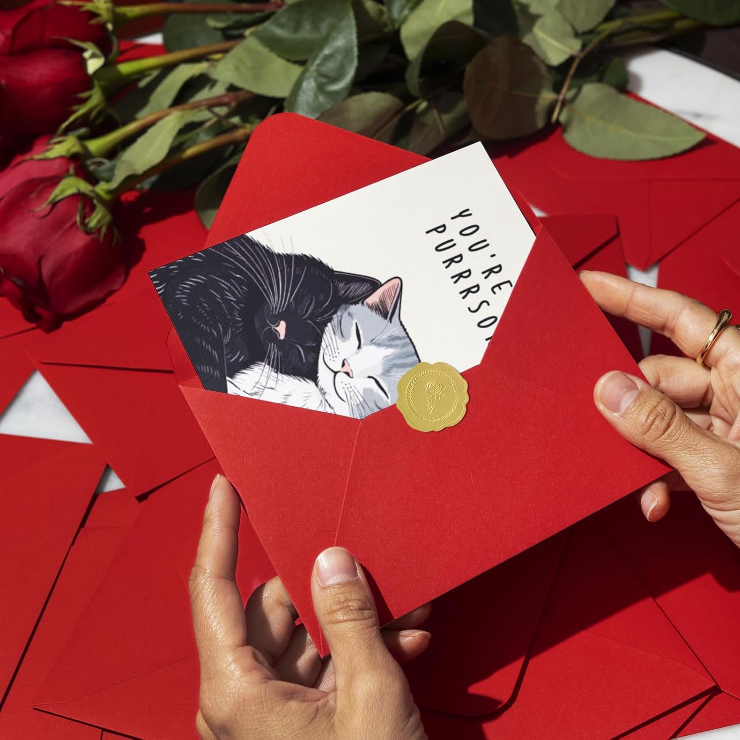Cute Cat Valentines Day Cards, Lovely Anniversary Card Gifts For Women Men, Romantic Valentines Gifts For Him Her, Cat Valentines Gift Ideas
