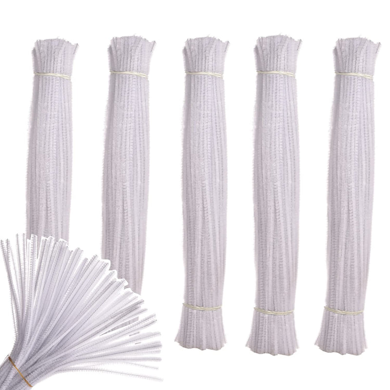 Agoobo 500 Pcs White Pipe Cleaners,12 Inch Chenille Stems White Fuzzy Sticks F