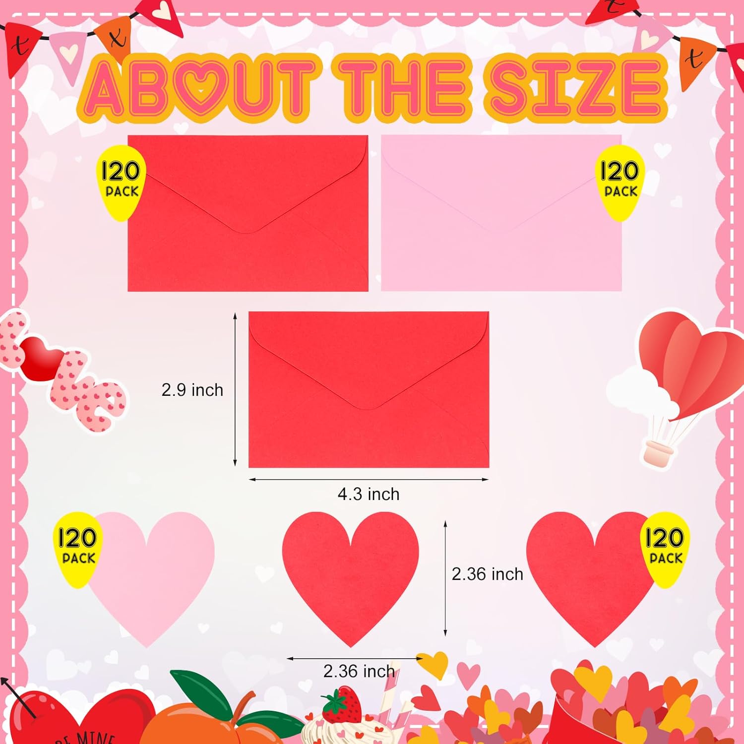 240 Pack Valentine‘S Day Mini Envelopes With Blank Heart Shaped Business Cards 2.9X4.3 Inch Red Pink Small Enclosure Card For Valentine‘S Day And Anniversary