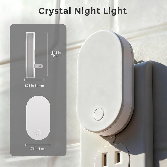 2 Pack Plug In LED Night Lights Dimmable Dusk to Dawn Sensor Soft White 3000K