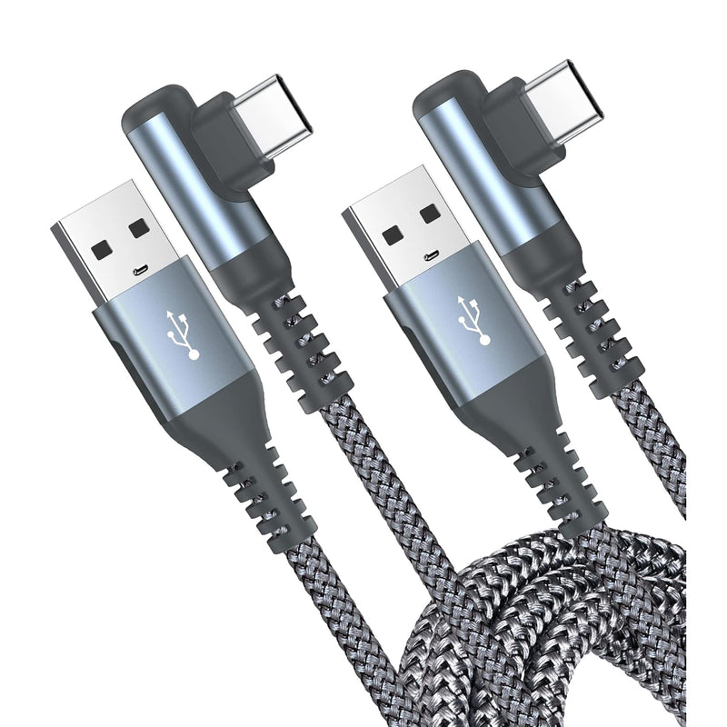Usb C Cable Right Angle [2-Pack, 6.6Ft+6.6Ft] Type C Iphone 15 Charger Nylon B