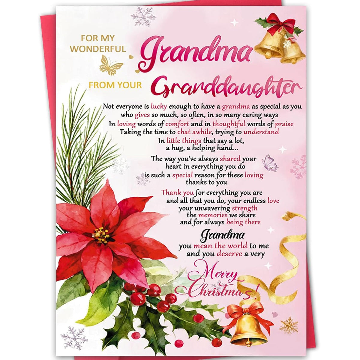 Christmas Card For Grandma, Grandma Christmas Gift Card From Granddaughter