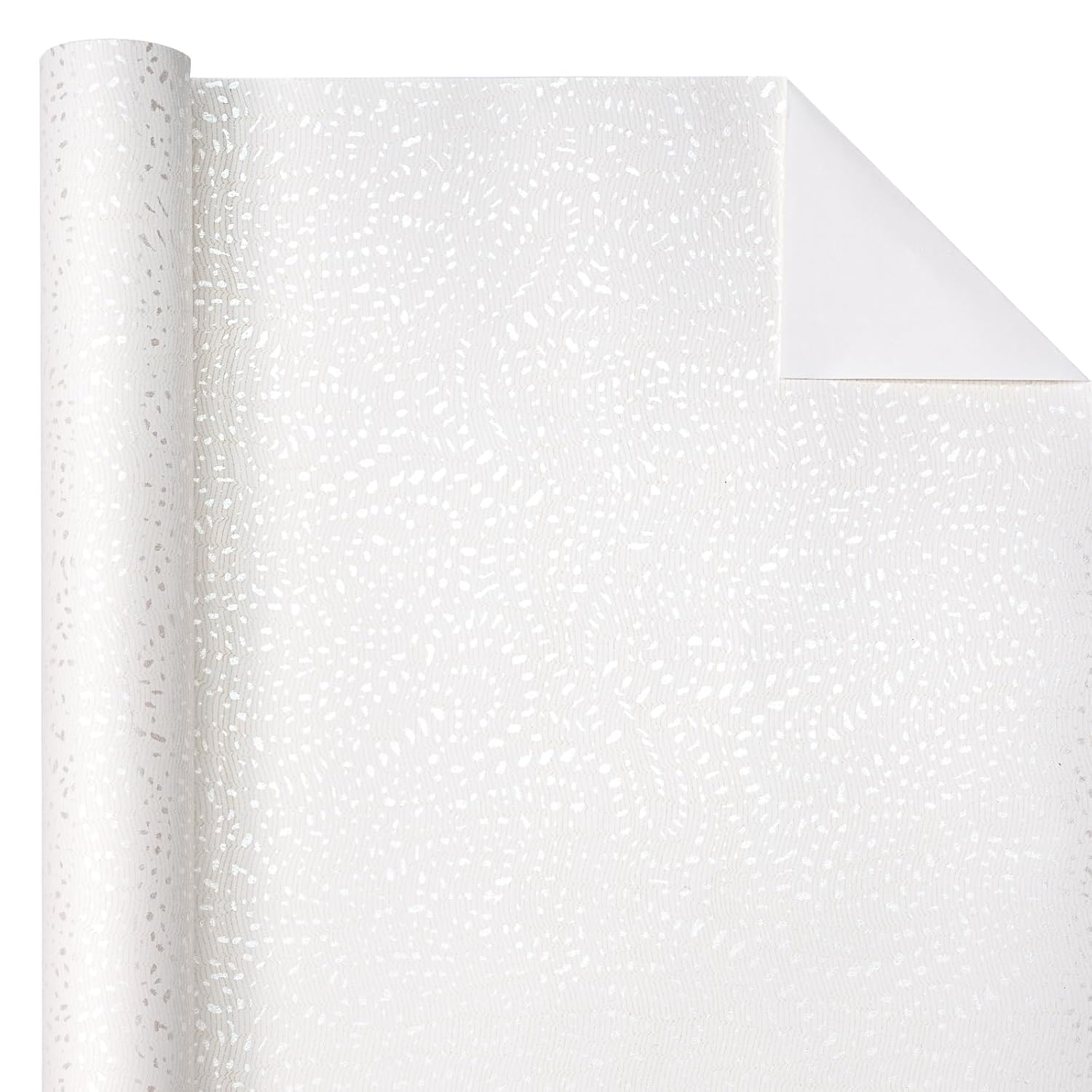 White Wrapping Paper Roll - Mini Roll - 17 Inch X 16.5 Feet - White With Silver Design Perfect For Birthday, Holiday, Wedding, Baby Shower