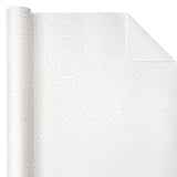 White Wrapping Paper Roll - Mini Roll - 17 Inch X 16.5 Feet - White With Silver Design Perfect For Birthday, Holiday, Wedding, Baby Shower