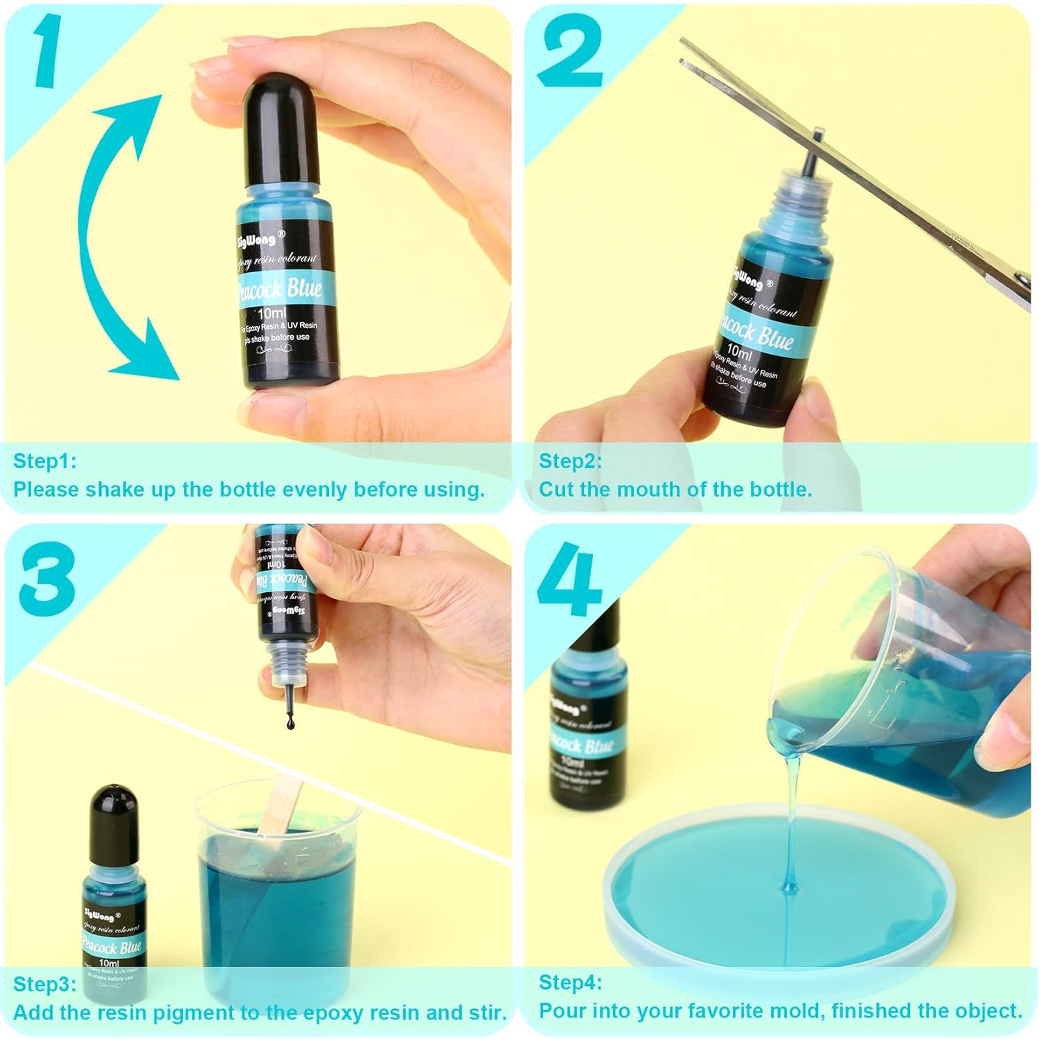 Epoxy Resin Pigment - 24 Color Liquid Colorant, Highly Concentrated Dye For Diy Jewelry Making, Paint, Craft - 0.35Oz/10Ml Each