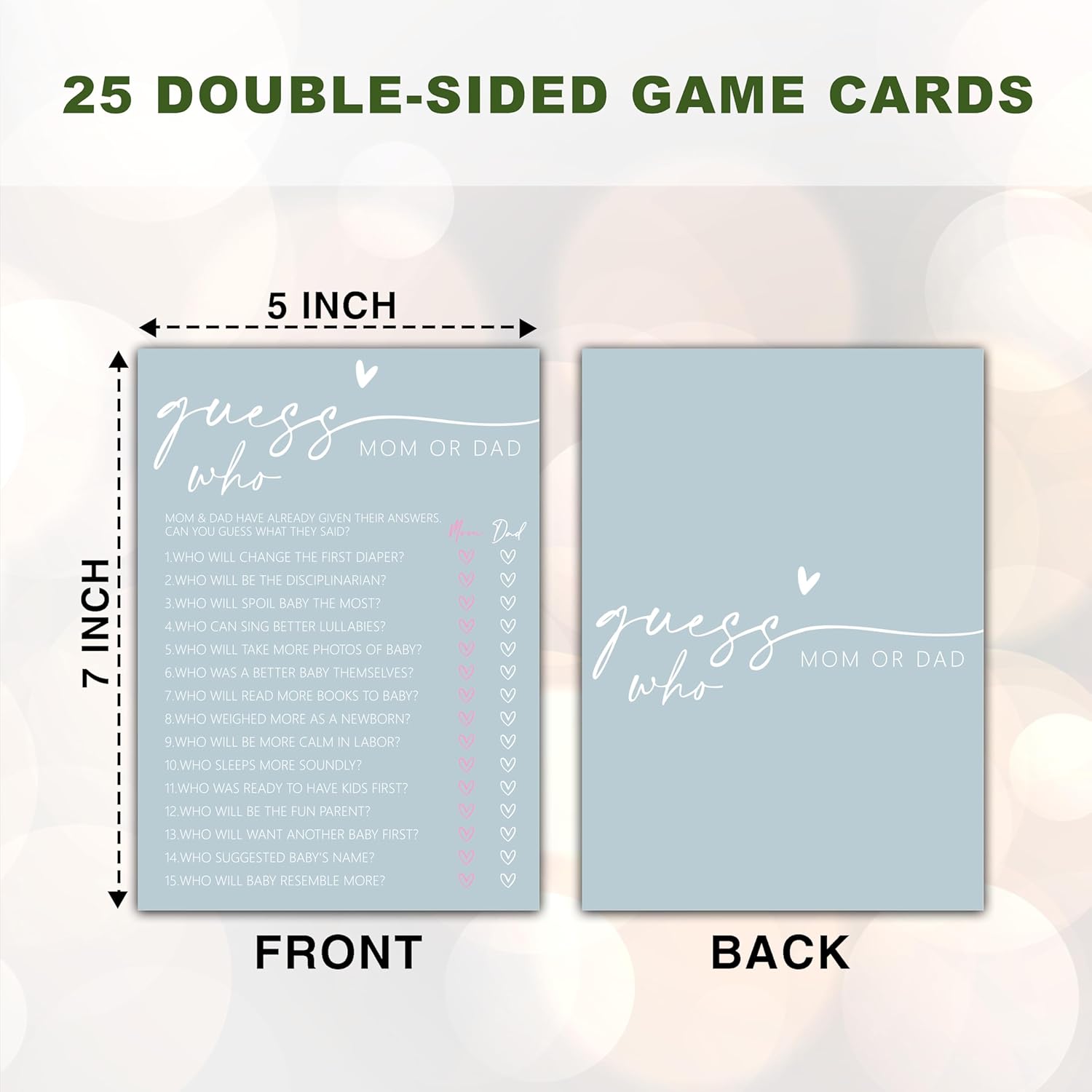 Guess Who Game Cards For Baby Shower Games, Minimalism Baby Gender Reveal Party Game, Pregnant Celebration Decoration Supplies(5"X7")-Game-A01