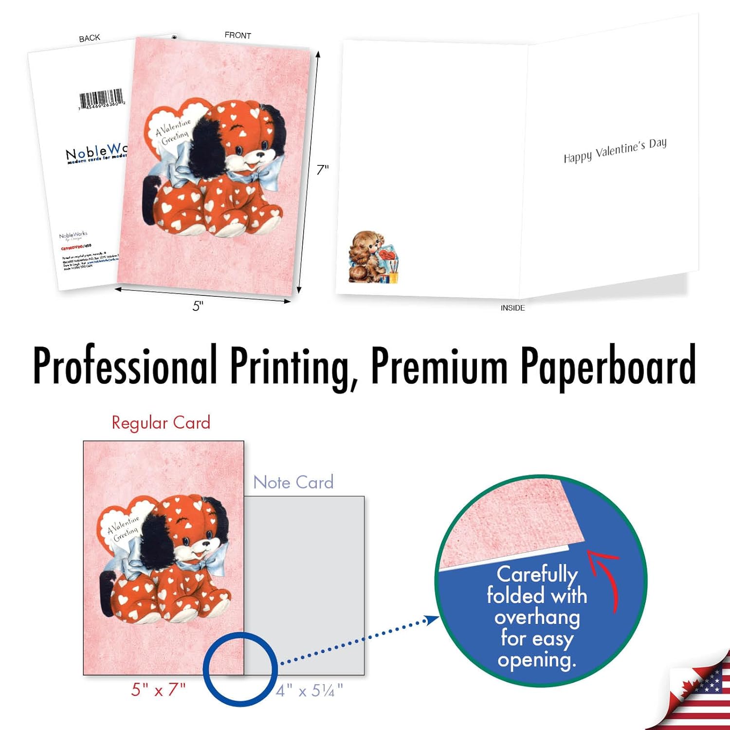 - Valentine'S Day Greeting Card With Envelope (4.63 X 6.75 Inch) - Vintage Puppies C8990Dvdg