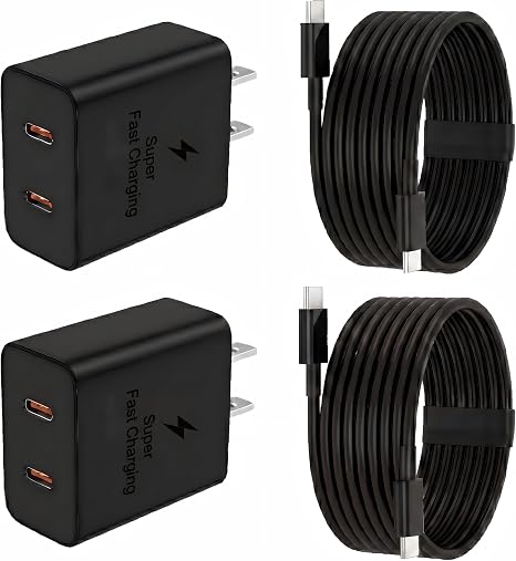 2 Pack 45W USB C Fast Charger with 6FT Cable for Samsung iPhone & Android