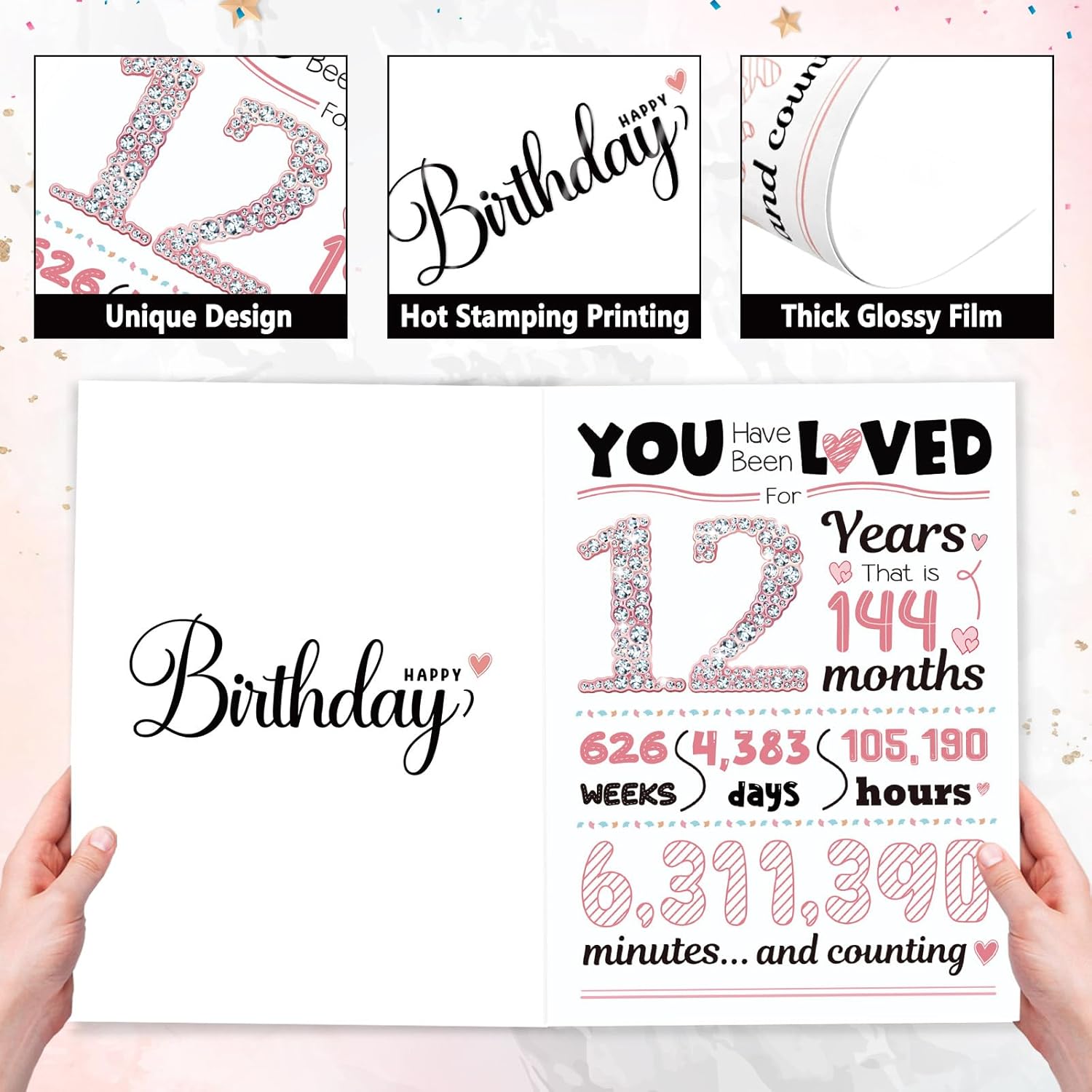Gifts For 12 Year Old Girls, Funny Happy 12Th Birthday Card For Girls, Daughter, Granddaughter, Sisiter Niece Friend Ideas 12Th Birthday Decorations Greeting Card 12 Year Old Gifts