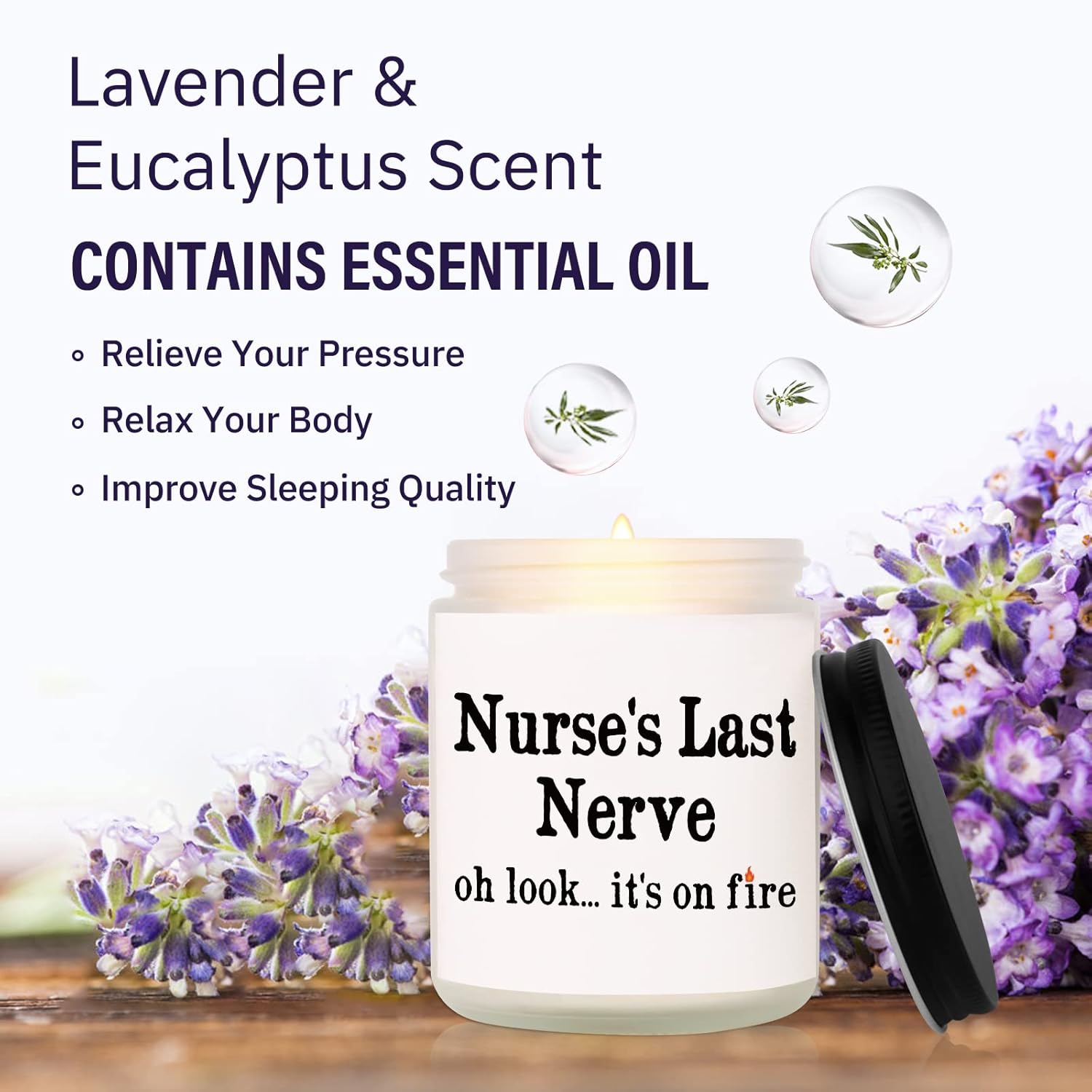 Funny Nurse Gifts For Women, Lavender Scented Candle, Cool Gifts For Nurses Christmas Graduation Birthday Appreciation, Rn Registered Gift For Nurse Female, New Nurses, Nursing Student (7Oz)