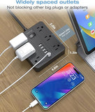 Flat Plug Power Strip 12 Outlets 6 USB Ports 4 USB A 2 USB C 5 Ft Cord