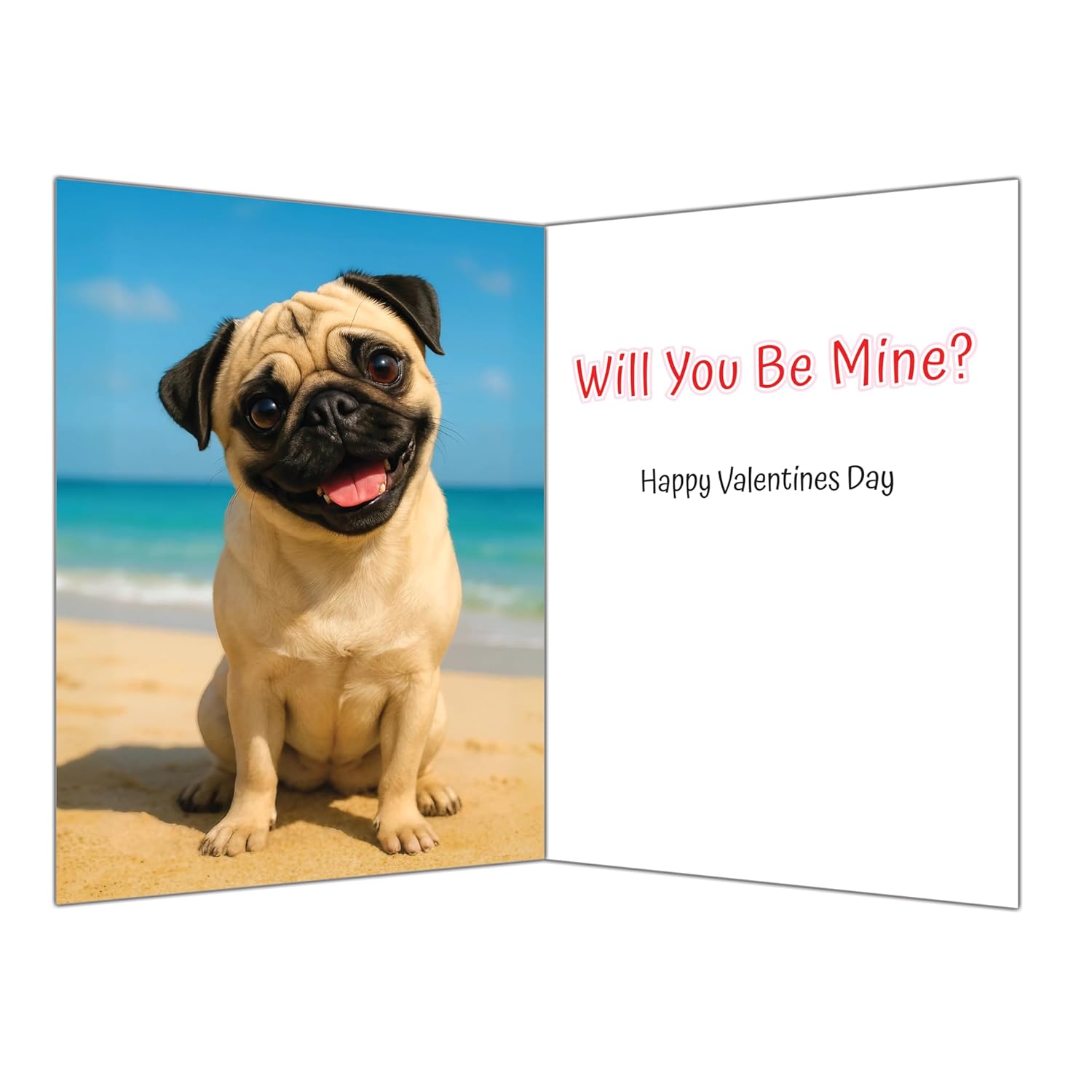Valentine, I Puggin' Love You Valentines Day Card With Greeting Card Mailing Envelope