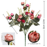 21 Heads Silk Rose Bouquet Artificial Flowers Mini Rose For Diy Wedding Bouquets Centerpieces Bridal Shower Party Home Decorations,Pack Of 4 ?Rose Red?