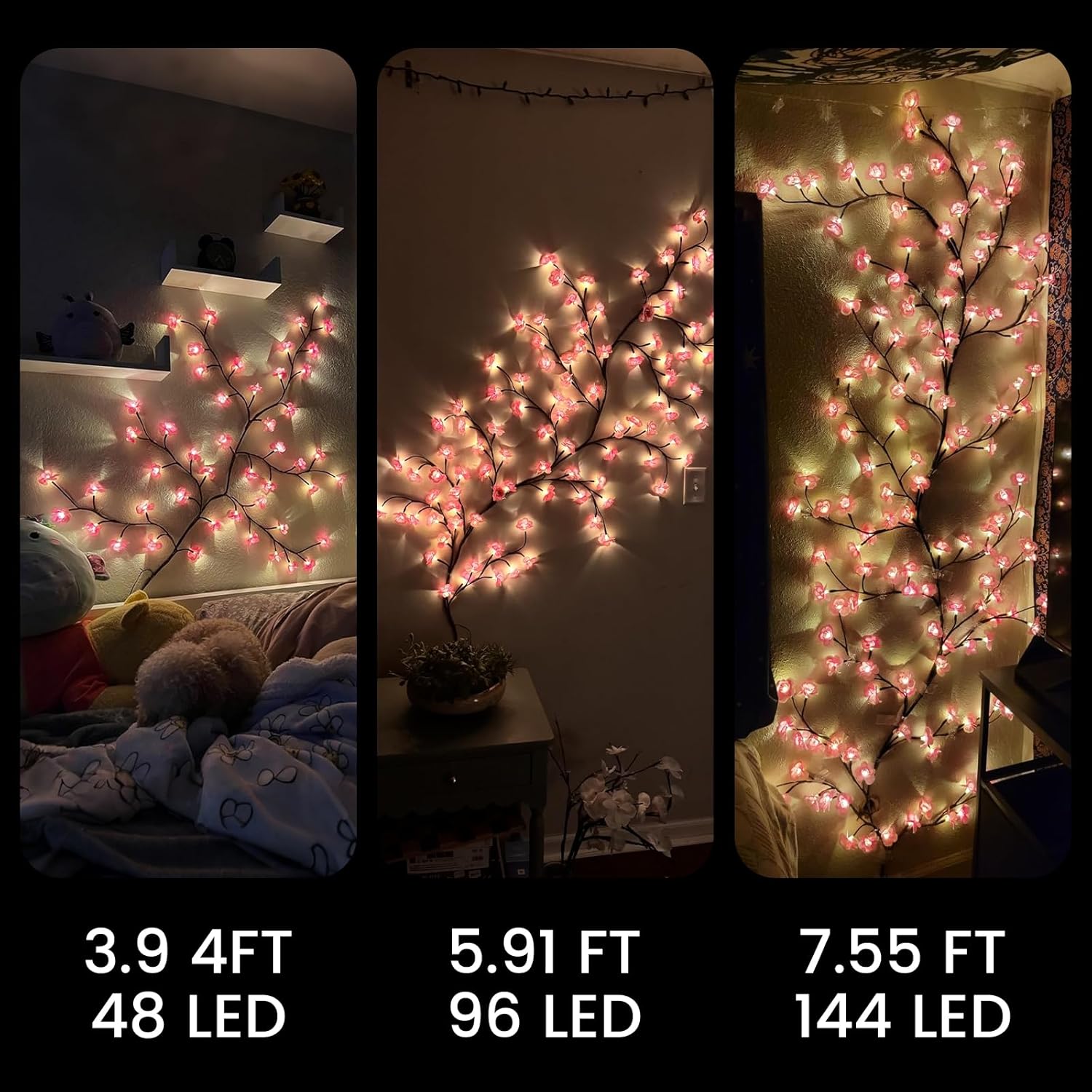 Led Tree Branch Lights For Wall 3.94 Ft 48Leds Cherry Blossom Lights With Remote And 8 Lighting Modes Cherry Blossom Gar