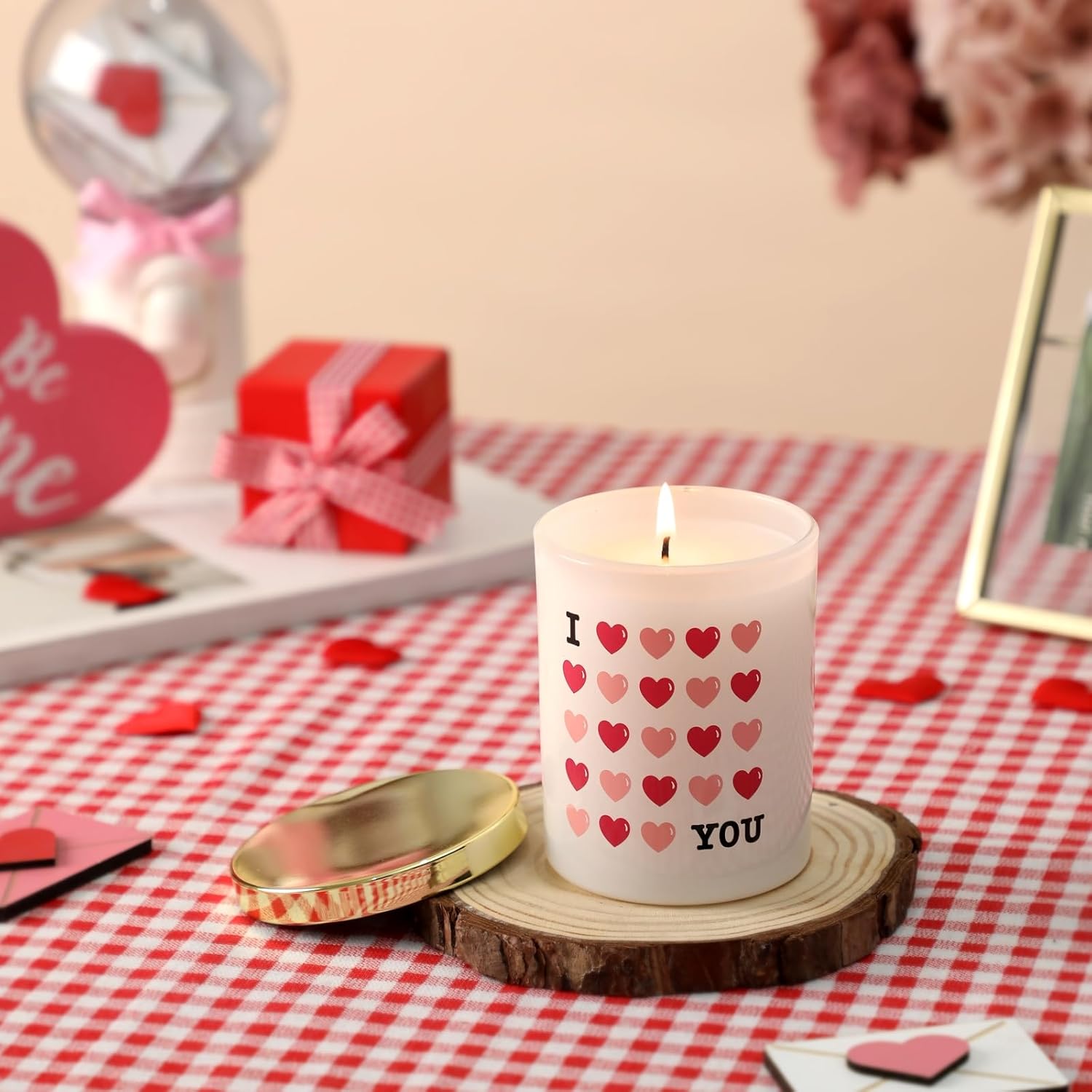 Valentines Day Scented Candle Gift - 10Oz Wild Rose Vine Scented Candle Gift For Wedding Engagement Valentines Day Party, Anniversary Candles Gifts For Girlfriend Wife Couples