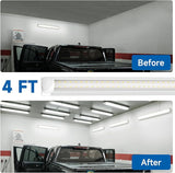 4 Pack 4FT LED Shop Lights 40W 5000LM 5000K Linkable T8 Integrated Fixtures for Garage Workshop