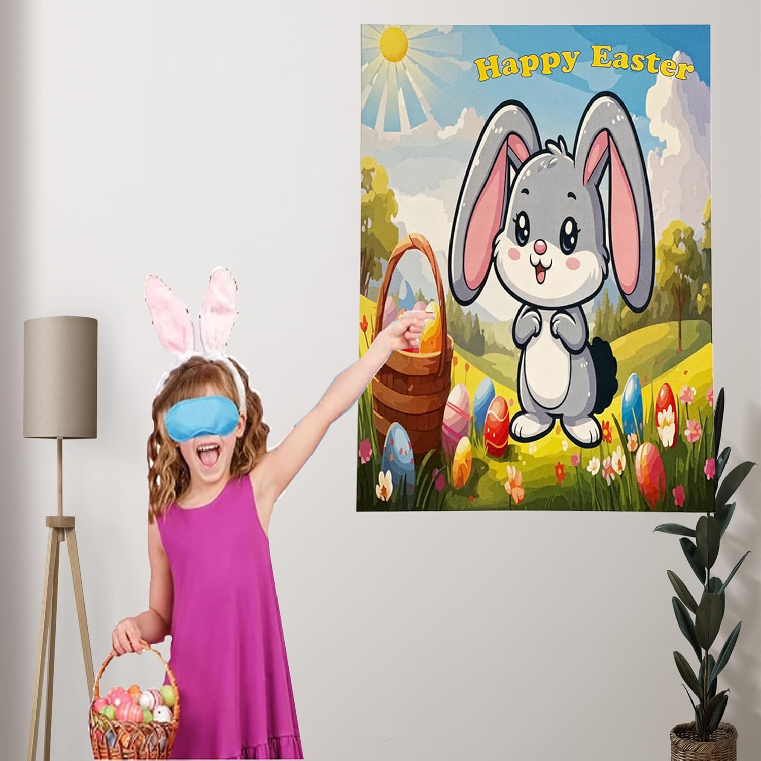 Easter Party Game, Pin The Tail On The Bunny, Sticker Tails For Bunny Game, Holiday Activity, Blindfold Included, Fun Easter Game, All Ages Game For Easter, 24 Sticker Tails
