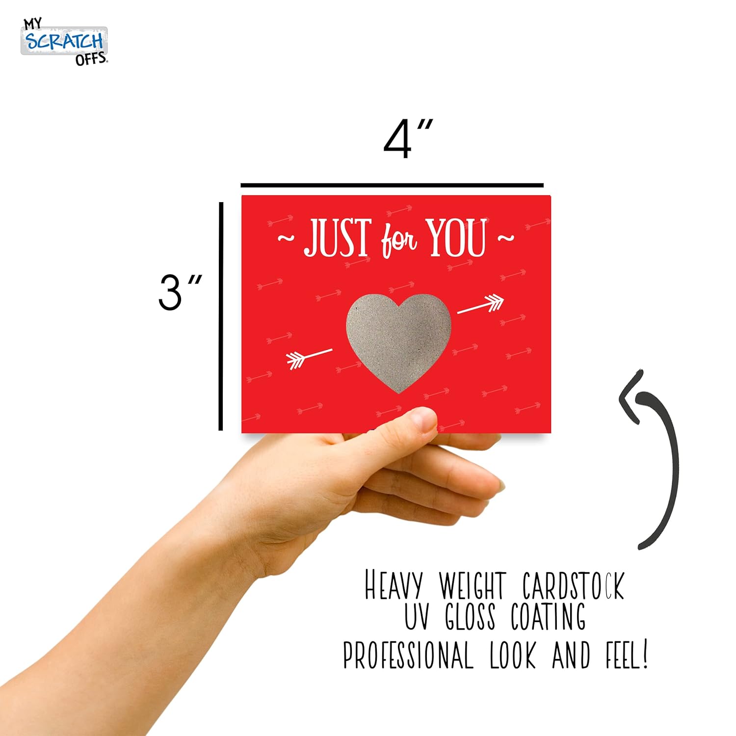 My Scratch Offs - 25 Pack Just For You DIY Valentine Scratch Off Cards with Heart Stickers, 3x4 Inch Love Notes & Coupons for Him, Romantic Gifts for Boyfriend, Girlfriend & Spouse
