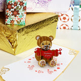Adorable Teddy Bear Thinking Of You 3D Pop Up Birthday Card, Surprising Present, Thoughtful Keepsake For Couple, Wife And Friends