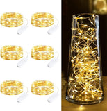 6 Pack Battery Operated Fairy Lights 7FT 20 LED Warm White Firefly String Lights Waterproof Silver Wire for Mason Jars Wedding Party DIY Centerpiece Decor