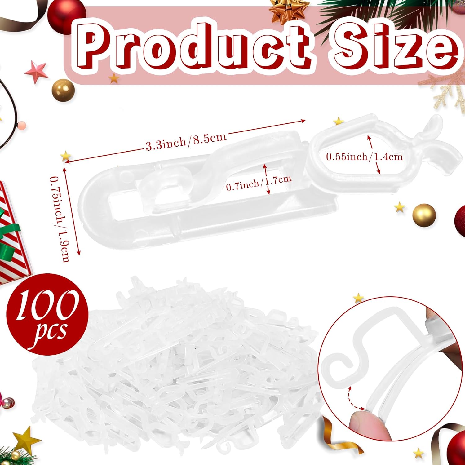 Christmas Light Clips All In One Clips 100Pack, Universal Gutter And Shingle Clip Hooks For Hanging C7, C9 And Mini Lights, Outdoor Xmas Holiday Light Hanger Clips Outside, No Tools Required