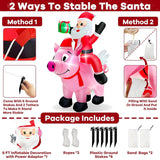 6 Ft Christmas Inflatable Outdoor Decoration, Lighted Farm Christmas Inflatables Santa Ride On Flying Pig With Built In