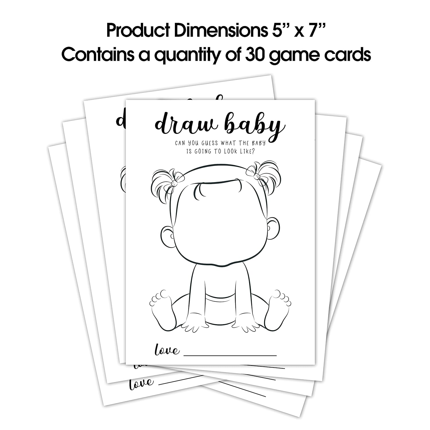 Draw Baby Shower Games, Boy Or Girl Gender Reveal Party Game - Baby Shower Party Activities Supplies - Can You Guess What The Baby Is Going To Look Like 30 Cards/Drawbaby-002