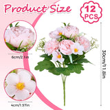 12 Bundles Peonies Artificial Flowers Fake Hydrangea Silk Peony Bouquet Bulk For Vase Floral Arrangements Wedding Arch Decor Centerpiece Table Decorations (Light Pink)