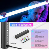 2 Pack 4FT Battery Powered RGB Tube Lights with Tripods Portable LED Light Wands for DJ Photography