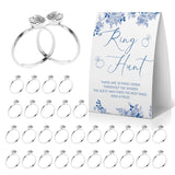 Ring Hunt Bridal Shower Game, Bridal Shower Ring Game, Something Blue Before I Do Decorations, Blue Floral Sign With 30 Metal Rings -Rghunt04