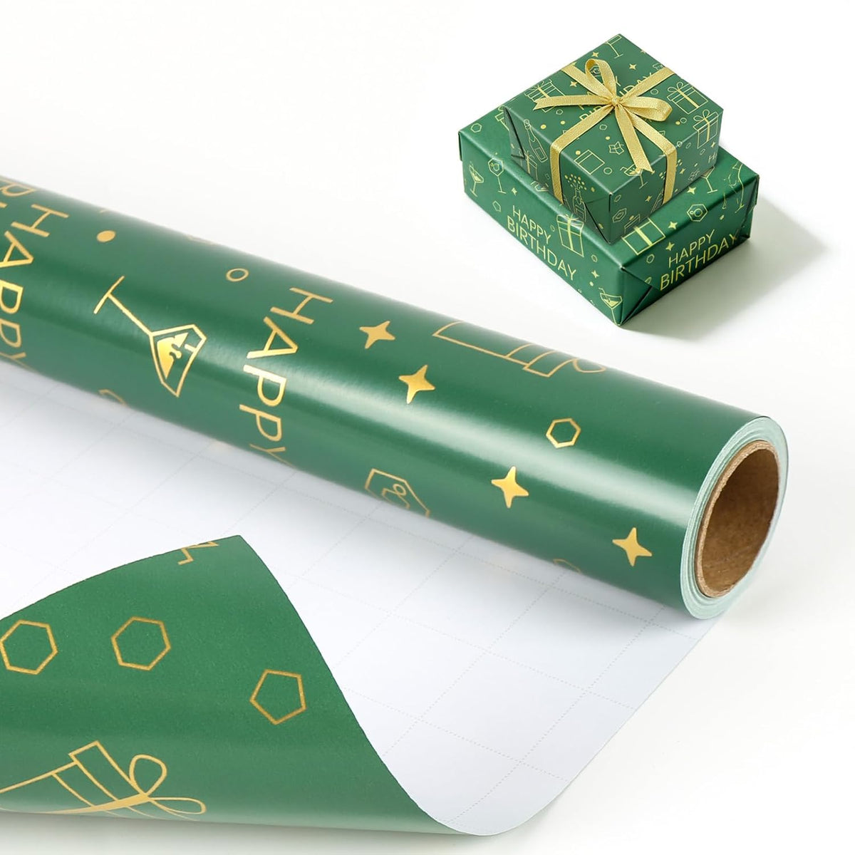 Happy Birthday Wrapping Paper Roll 17 Inch X 33 Feet Gift Wrap For Medium & Small Gifts Perfect For Birthday And Holiday Party Gift Wrapping