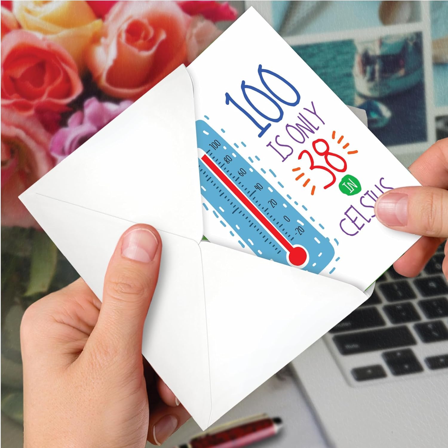 - Funny 100Th Birthday Card With Envelope - Celebrate 100 Year Old Seniors Milestone, Humor Greeting Card For Grandparents - In Celsius 100 C9353Mbg