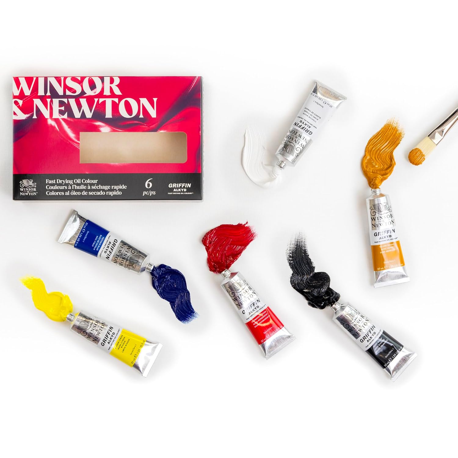 Winsor & Newton Griffin Alkyd Fast Drying Oil Paint, Beginners Set, 6 x 37ml Tubes