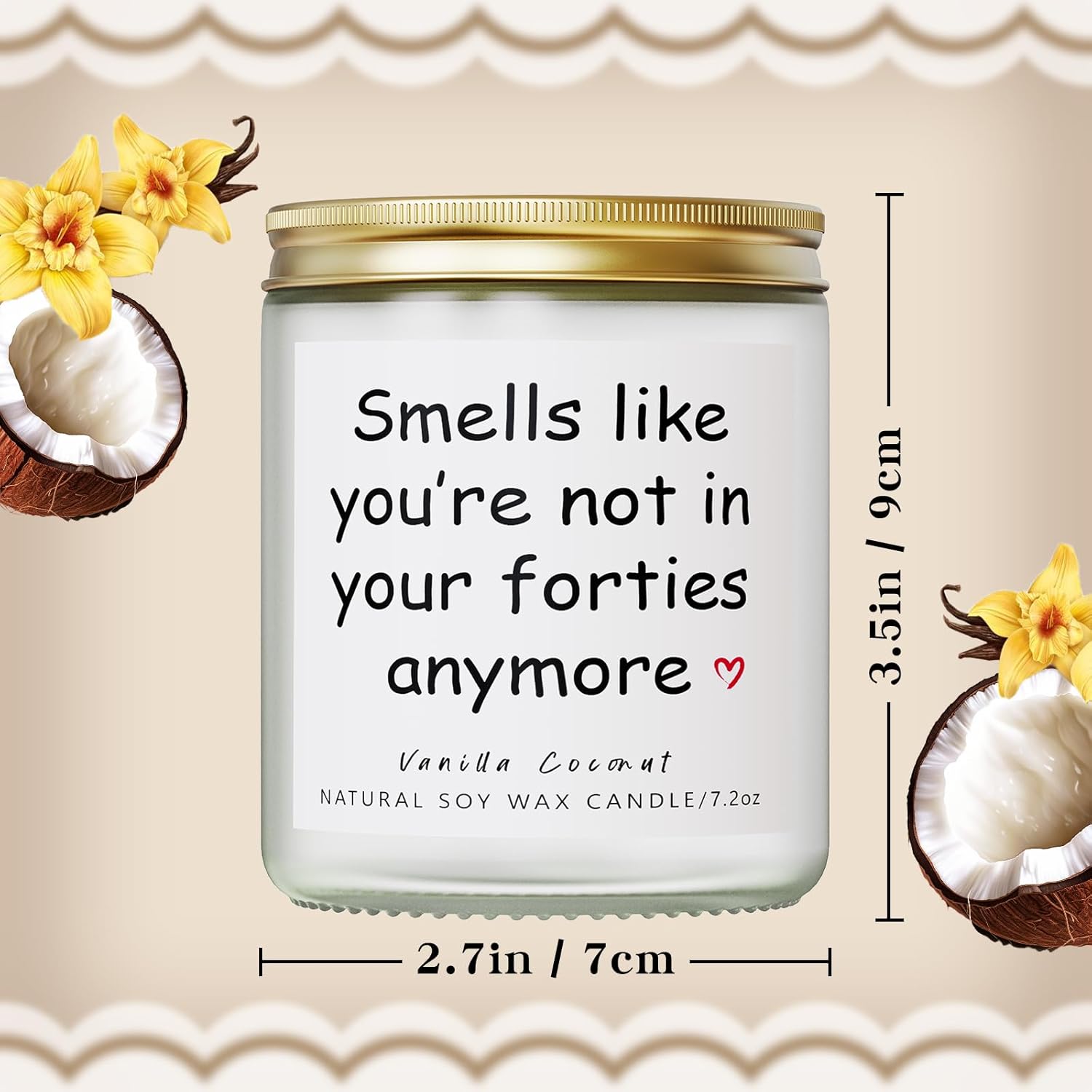 50Th Birthday Gifts For Her Him– Funny Birthday Candle & Decorations, Best Friend Gift Idea – Natural Soy Wax Vanilla Coconut Scented Candle (7Oz)