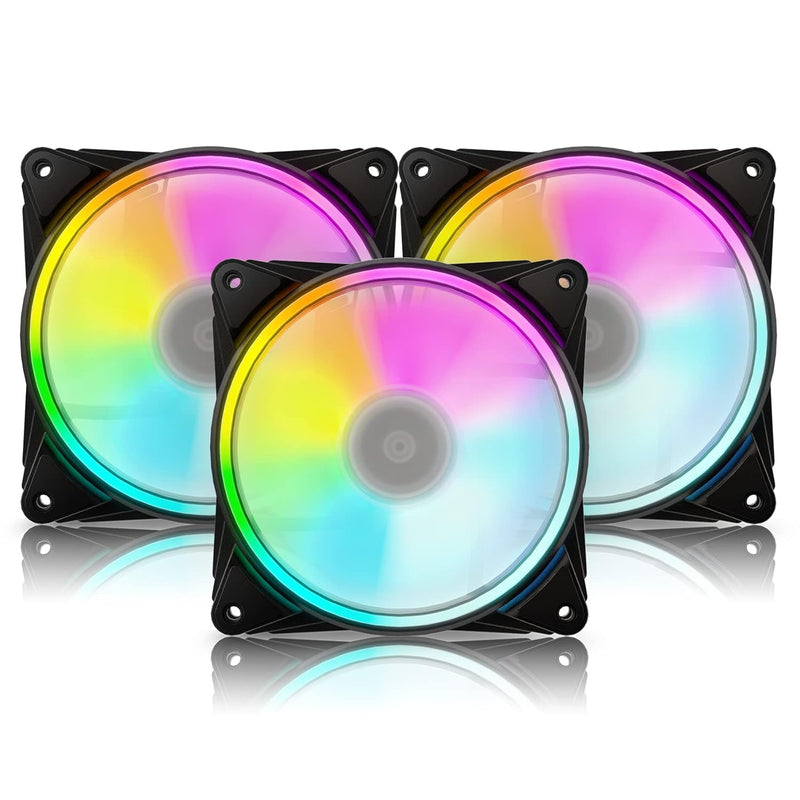 Asiahorse 120mm RGB Fans, 5V-3PIN Computer Case Fans with 24 Independently LED