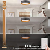 16.5 Inch Matte Black Gold LED Ceiling Light 30W Dimmable Flush Mount Fixture