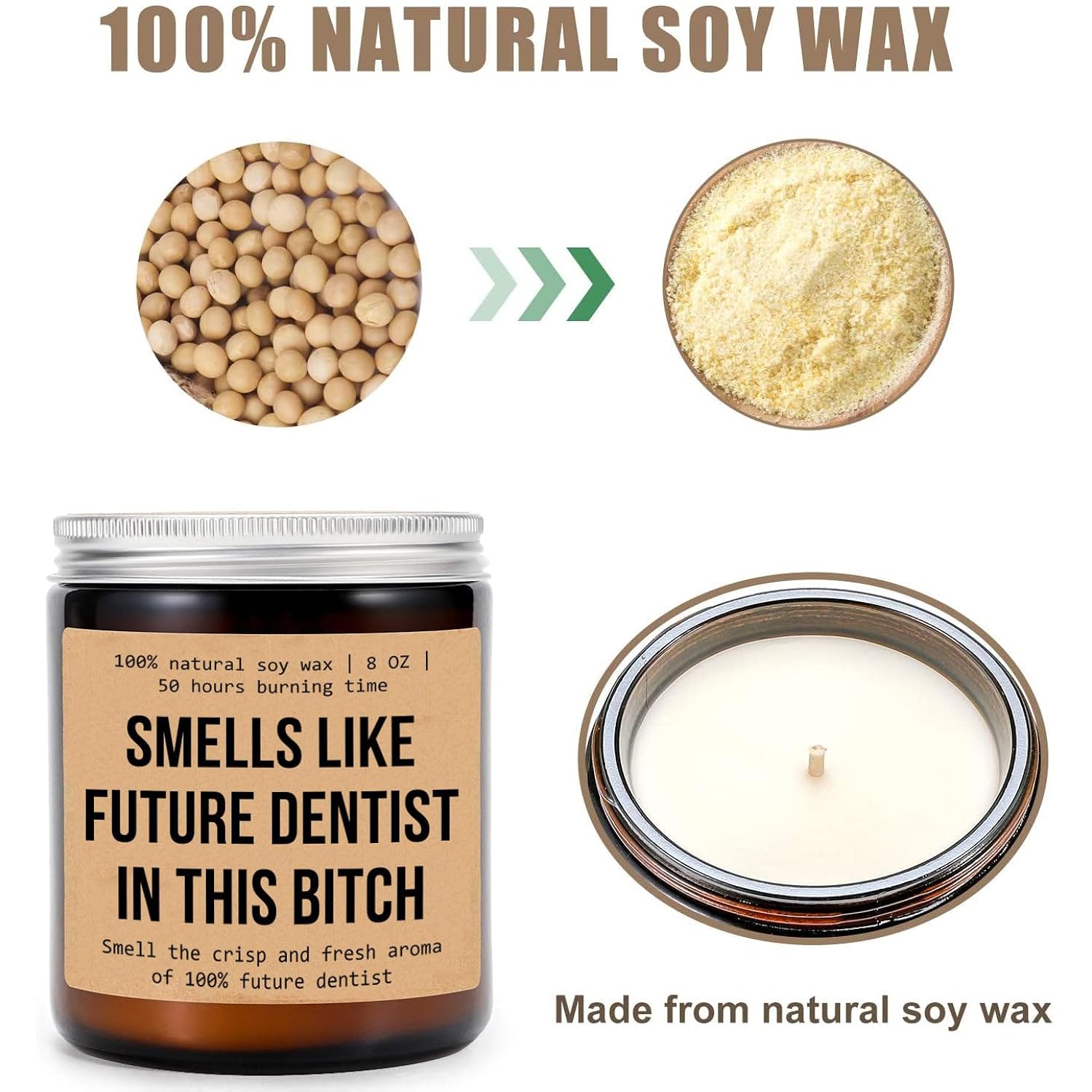 Smells Like Future Dentist In This Bitch Candle - Gift For Dentist, Dental School, Dental Student - Aromatherapy Glass Jar - Non-Toxic Ingredients, 8Oz, Lavender Scent