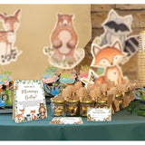 Woodland How Big Is Mommy'S Belly Forest Animals Baby Shower Gender Neutral Game Includes 5.6" X 7" Standing Sign And 50 Guessing Cards, 3 Rolls 60" Measuring Tape