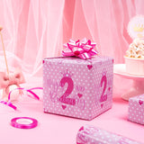 2Nd Birthday Wrapping Paper For Girl, Mini Roll, Crown And Happy 2Nd Birthday Dots Design, 2 Years Old, 17 Inches X 16.4 Feet, Perfect For Girls' Birthday Party Gifts
