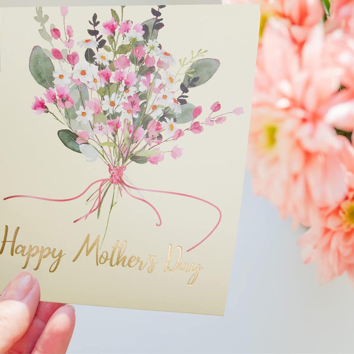 Happy Mother’S Day Greeting Cards With Envelopes 12Pcs Gold Foil Mothers Day Cards Bulk Flower Love Mom Cards Blank Inside