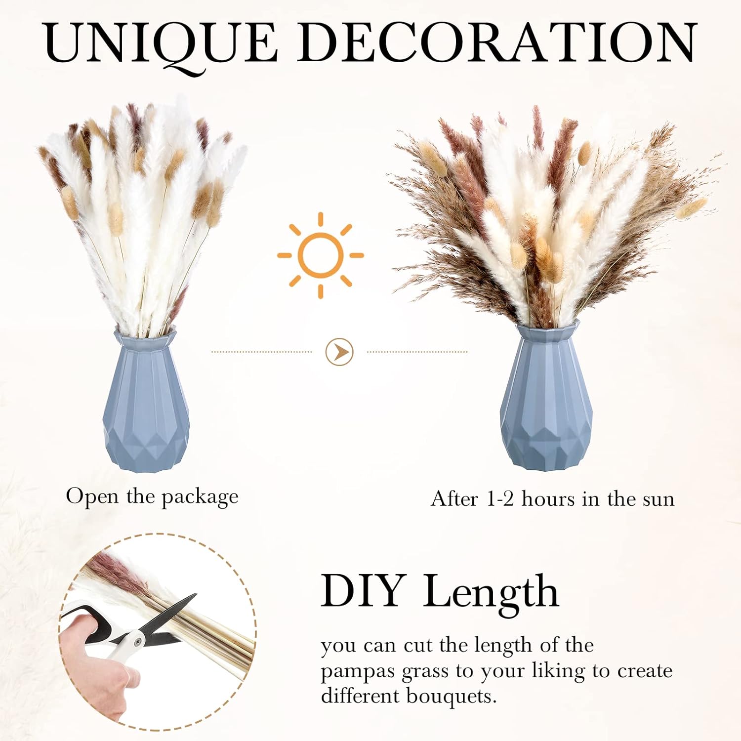 330 Pcs Dried Pampas Grass Decor, 17 Inch Dried Flower Plants Bulk White And Brown Pampas Grass Reed Bunny Tails Bouquet For Wedding Boho Home Table Decor Rustic Farmhouse Party Decoration