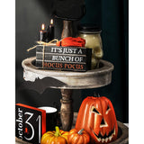 Halloween Wood Book Stack, Hocus Pocus Mini Faux Books Bundle, Halloween Tiered Tray Decor For Home Table Mantle Shelf