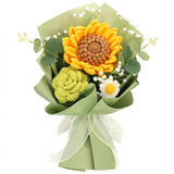 Handmade Crochet Sunflowers Rose Daisy As A Gift For Lover, Family,Friends. Crochet Bouquet, Crocheted Yarn Flowers, Artificial Flower Finished Bouquet (Yellow&Brown)