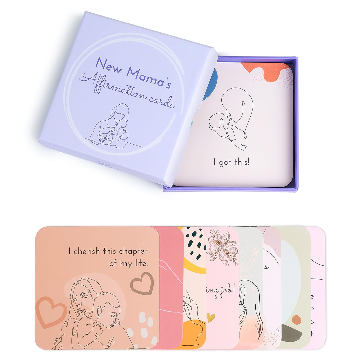 31 New Mom Affirmation Cards For Post Partum/Postpartum Self Care With Empowering Messages On The Verso Of Each Card | New Mom Essentials Gifts For Women After Birth