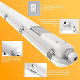 6 Pack 4FT Vapor Tight LED Lights 60W 7800LM 5000K IP65 Waterproof Dimmable Fixtures