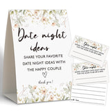 Boho Bridal Shower Decorations,Date Night Games,Date Night Ideas,Wedding Shower Game,Rustic Bridal Shower Decorations,Popular Bridal Shower Game,Set Including 1 Sign And 50 Date Night Ideas Cards-11