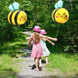 Cute Smile Face Bee Balloon Lovely Woodland Honeybee Balloon Bee Theme Birthday Supplies Summer Spring Parties Baby Shower, 6 Pack Cartoon Bee Shaped Mylar Foil Balloons Jungle Animal Party Decoration