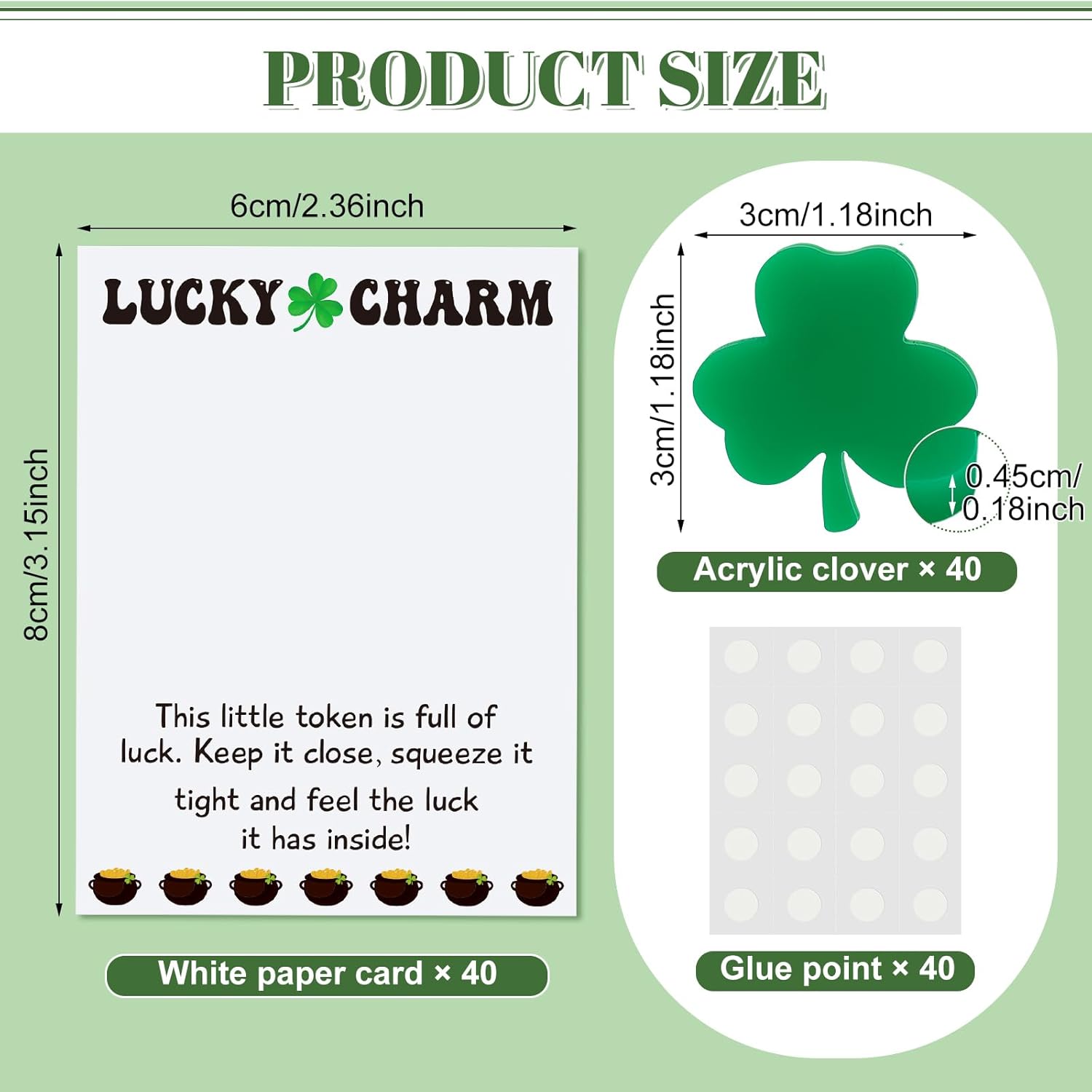 40 Set St Patrick'S Day Lucky Charm Pocket Token With Shamrock Four Leaf Clover Cards Leprechaun Gift Good Luck Pocket Token Keepsake Exchange Gift For Family Friends Coworkers Gifts