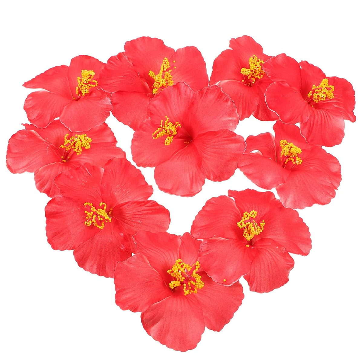 Hibiscus Artificial Flowers 10Pcs Lifelike Faux Tropical Flower Heads For Diy Wedding Hawaiian Luau Party Decorations And Photography Props